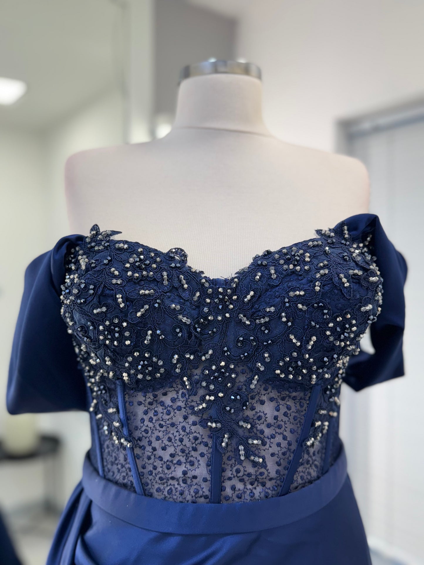 Embellished Off-Shoulder Evening Dress