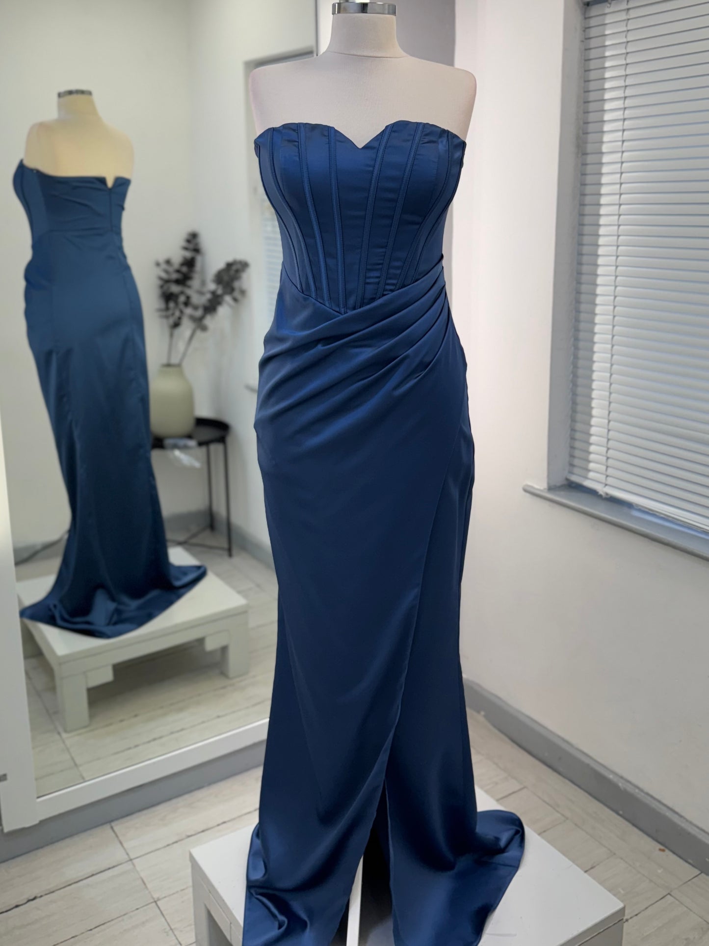 Midnight Satin Corset Evening Gown