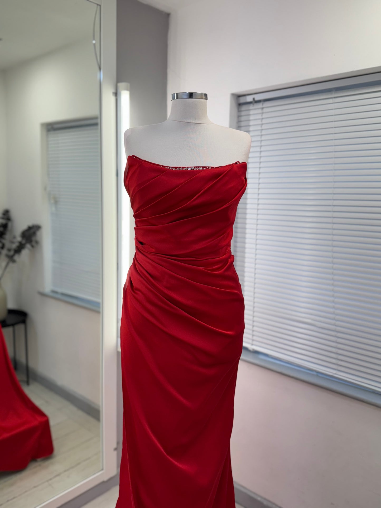 Scarlet Ruched Satin Formal Gown