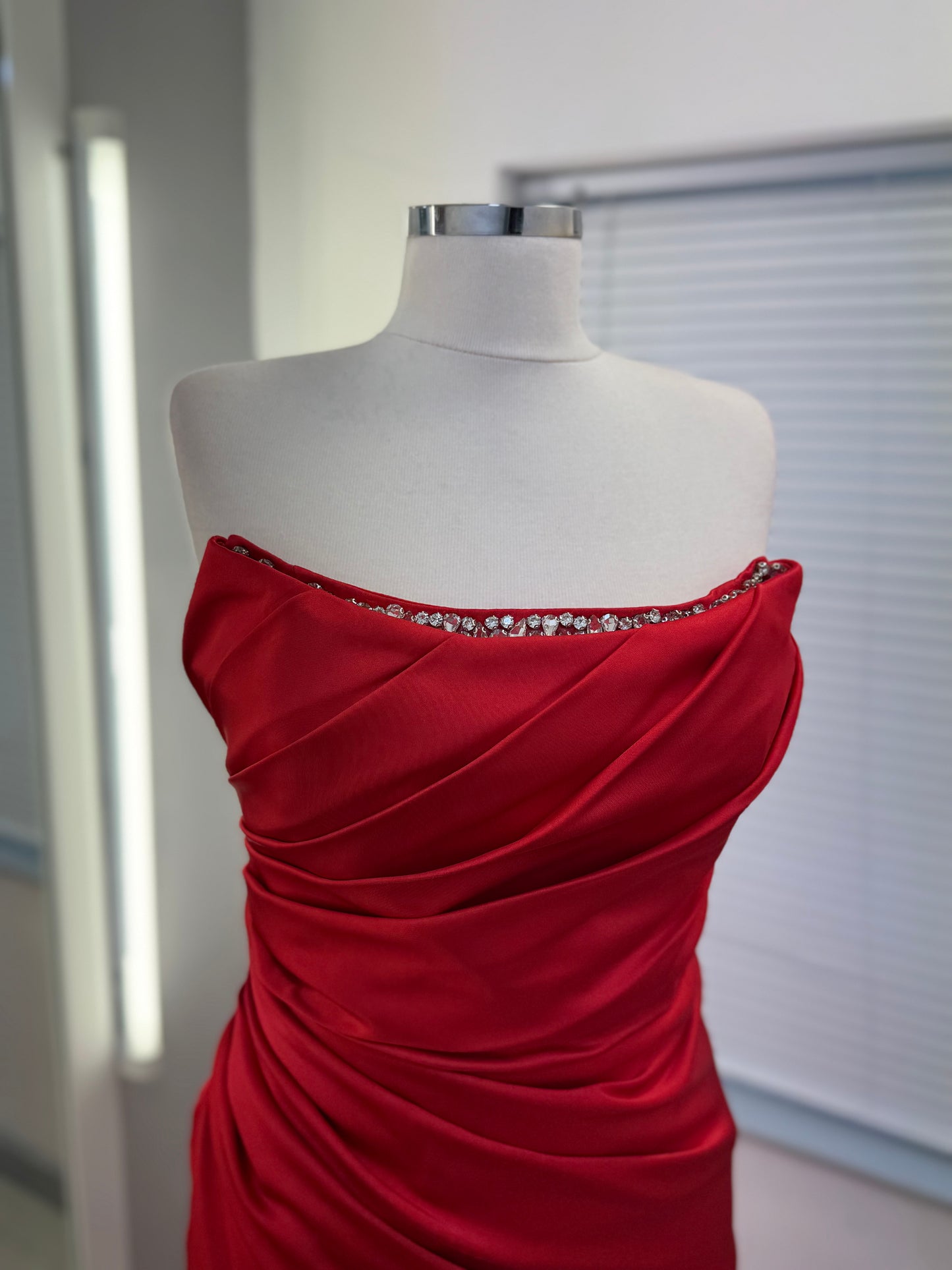 Scarlet Ruched Satin Formal Gown