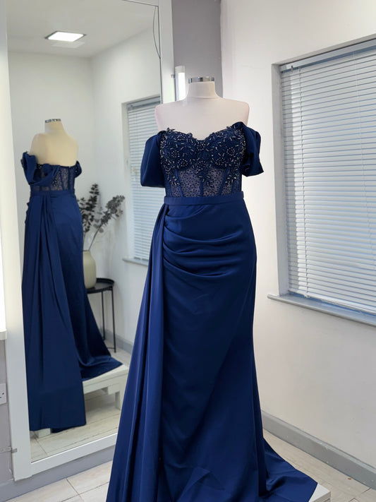 Embellished Off-Shoulder Evening Dress