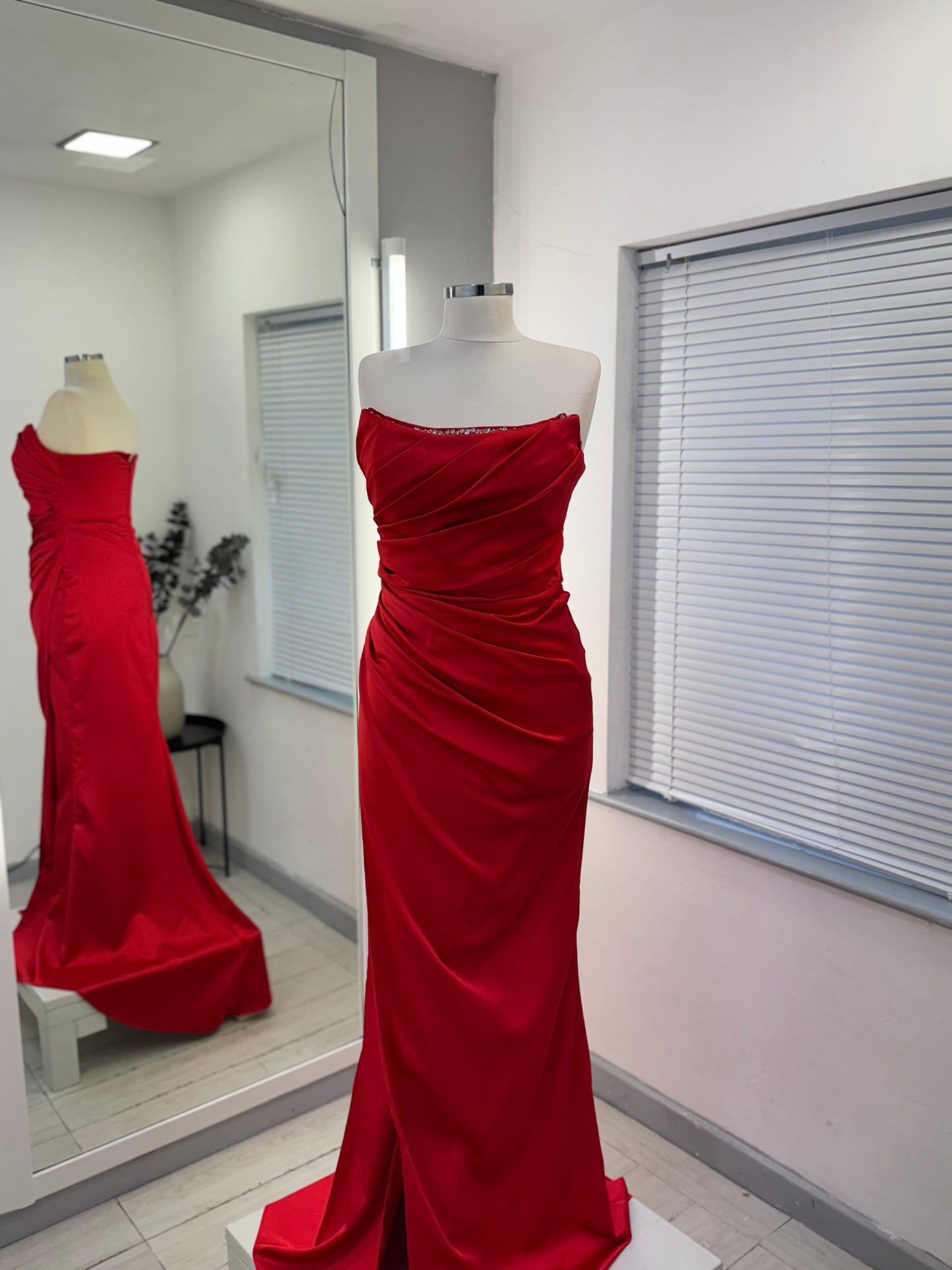 Scarlet Ruched Satin Formal Gown