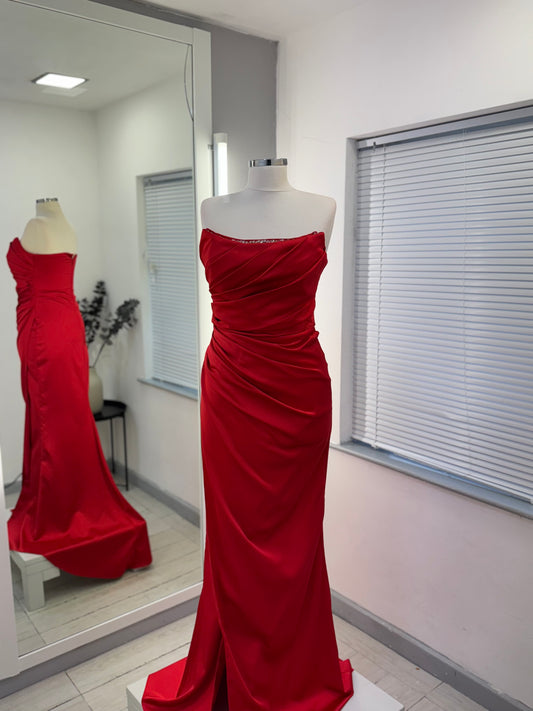 Scarlet Ruched Satin Formal Gown