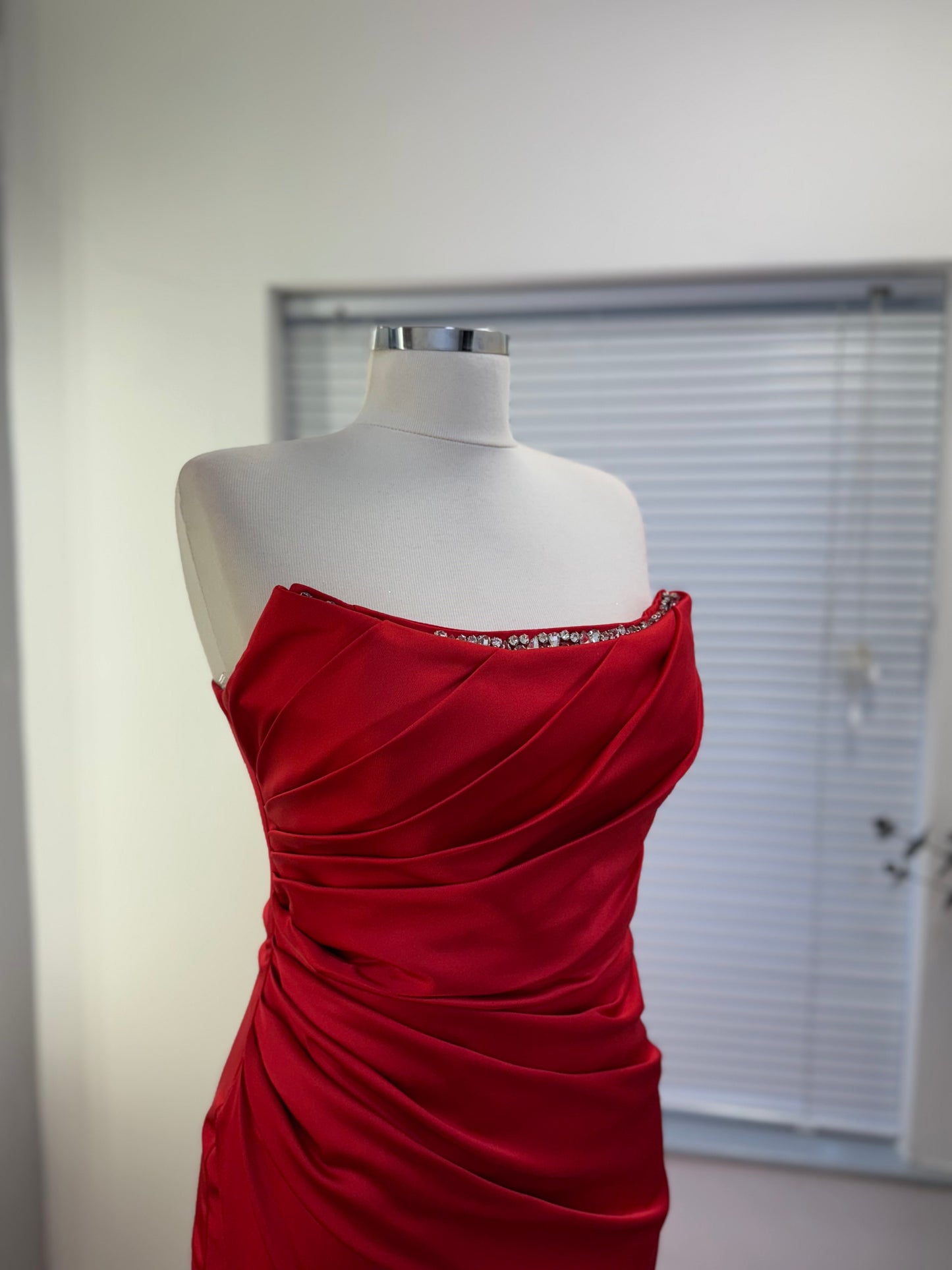 Scarlet Ruched Satin Formal Gown