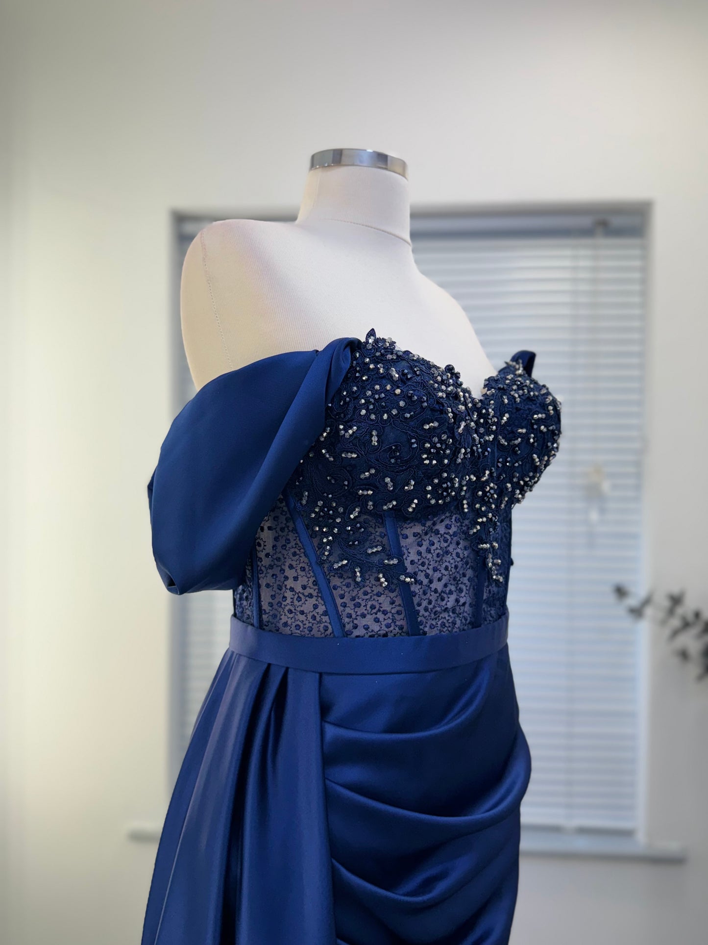 Embellished Off-Shoulder Evening Dress