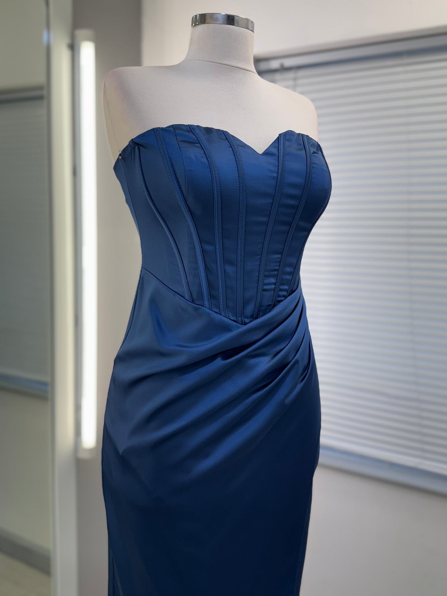 Midnight Satin Corset Evening Gown